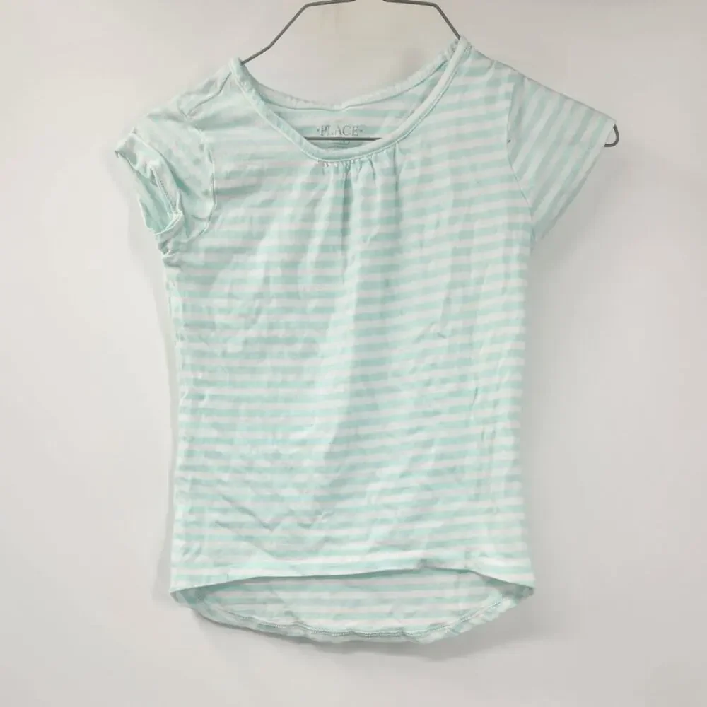 CHILDREN'S PLACE Blue Striped Top Girls Size 7 / 8